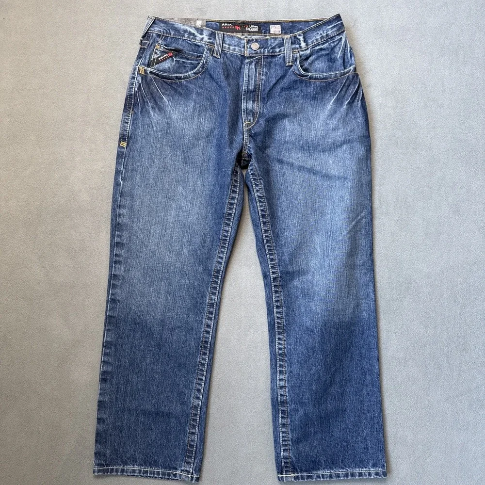 Ariat Jeans Mens 36x30 Blue Flame Resistant M3 Loose Straight Workwear Denim NWT